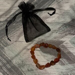 Natural Carnelian Chip Stretch Bracelet - Brown/Orange